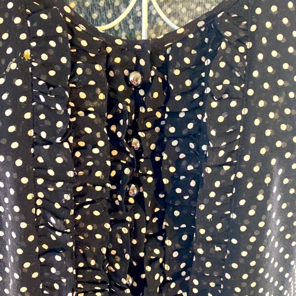 Talbots soft and lightweight silk black & white polka dot top